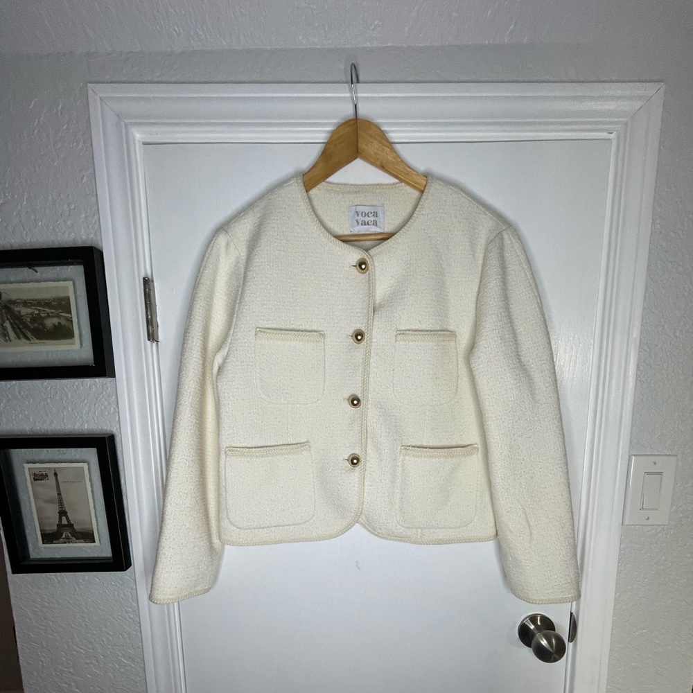 Tweed Jacket by International Designer VOCAVACA Wool Blazer